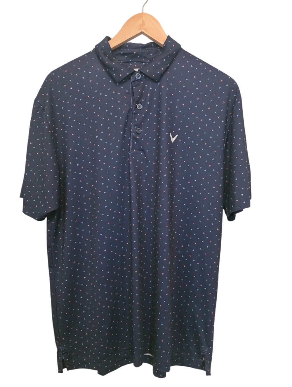 Callaway EUC Opti-Dri Blue Golf Arrow Print Performance Golf Polo Shirt Size M
